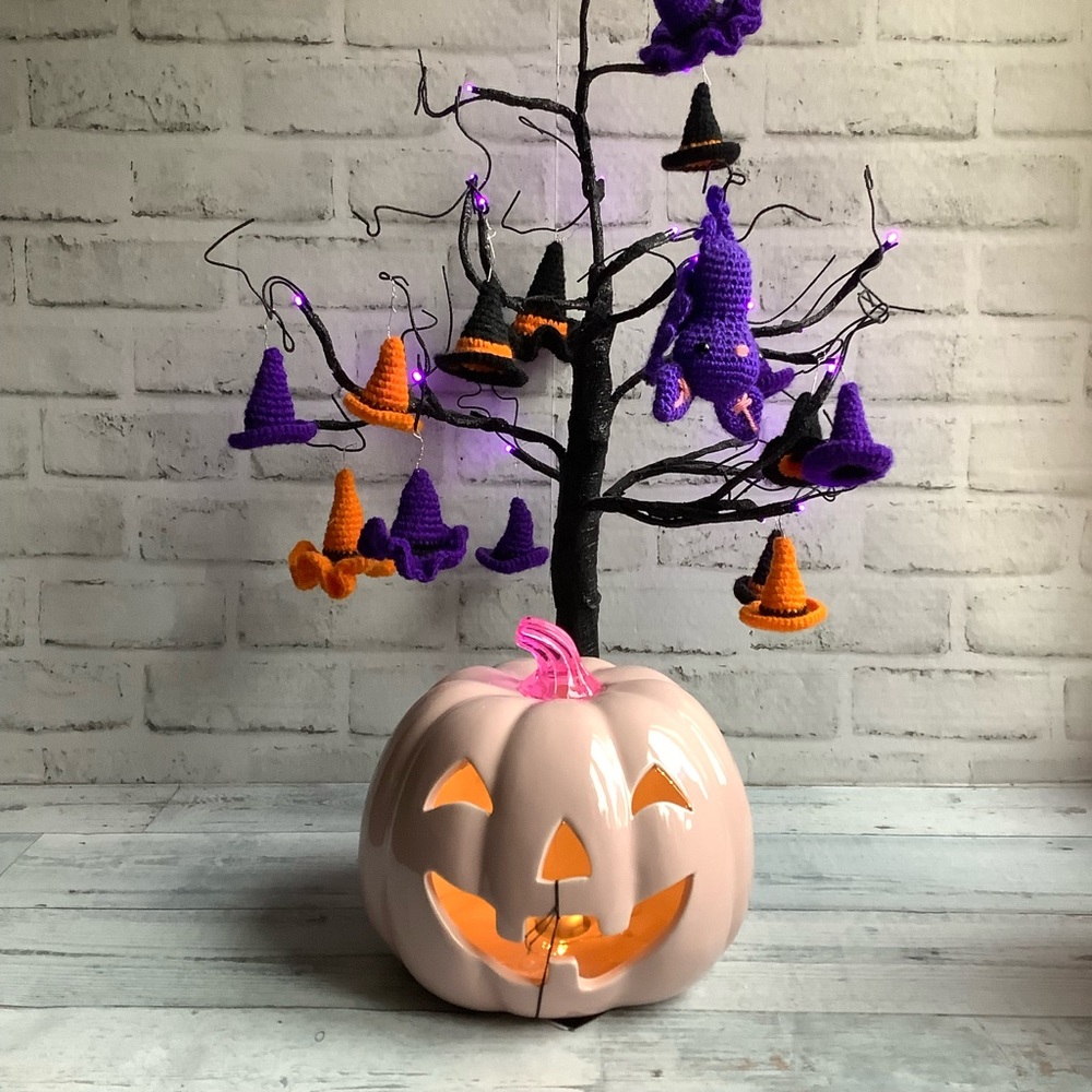 Moonlight Manor Ceramic Pink LED Jack O Lantern Please Read Description‼️